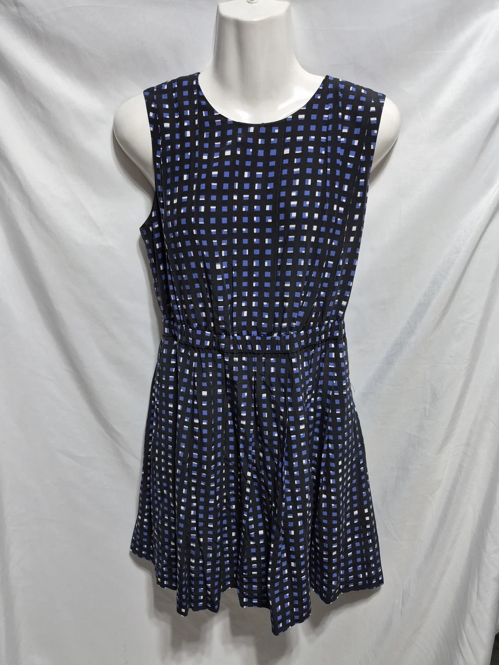 Kate Spade New York Silk/Viscose Geometric Fit & Flare Dress Blue Black Size 4